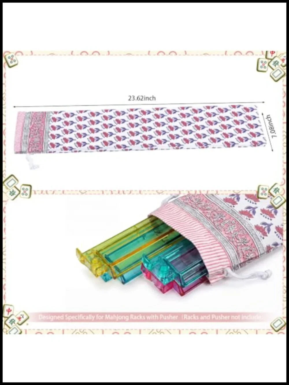 3-Piece Mahjong Storage Set - Canvas Tote, Tile Bag, Drawstring Sleeve