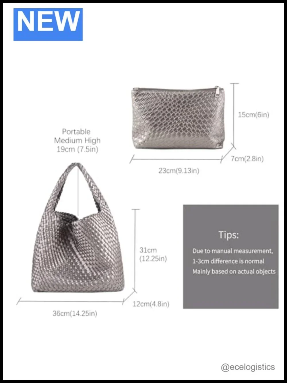 Woven Tote Bag for Women Vegan Leather Handmade Shoulder Purse