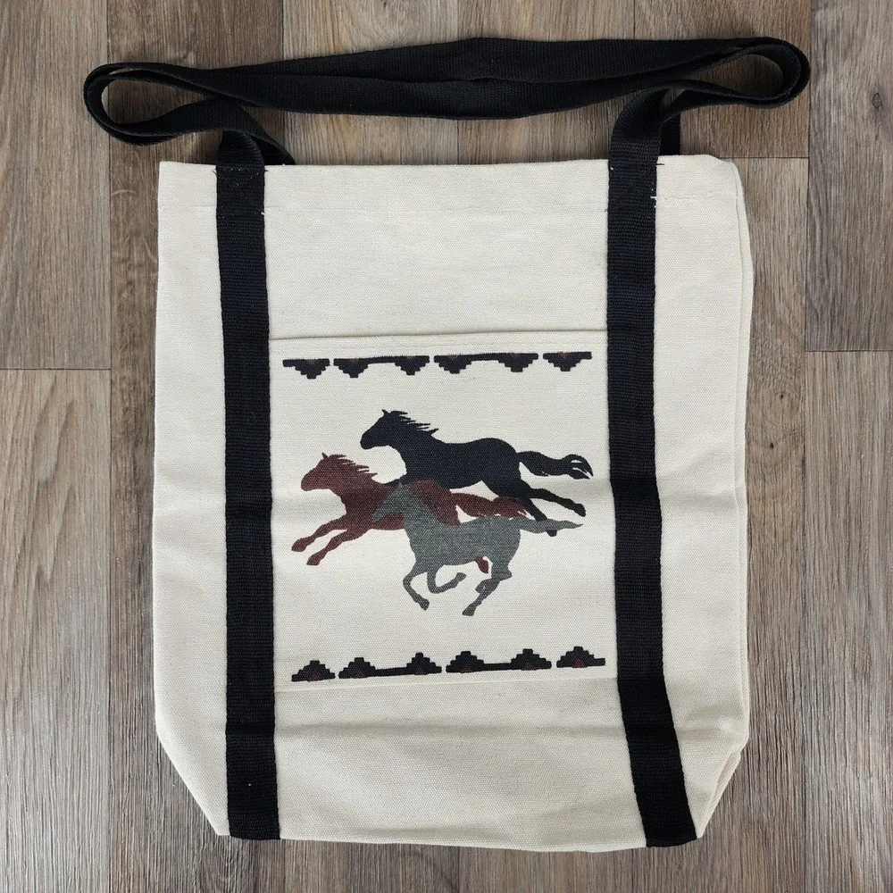 Vtg ElPaso SADD Canvas Tote Bag Horse‎ Native American Southwest Print