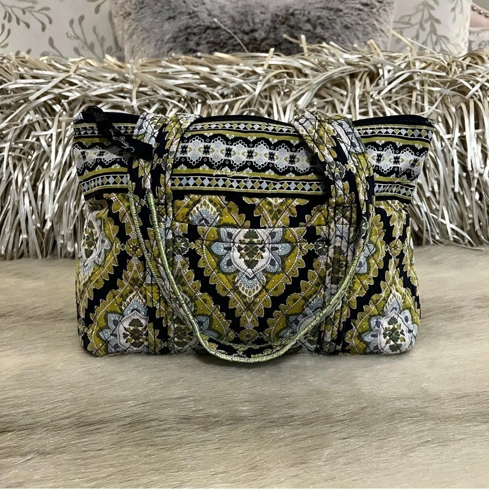 VERA BRADLEY Cambridge 2007 Little Betsey Y2K Navy Green Quilted 2 Straps Zipper