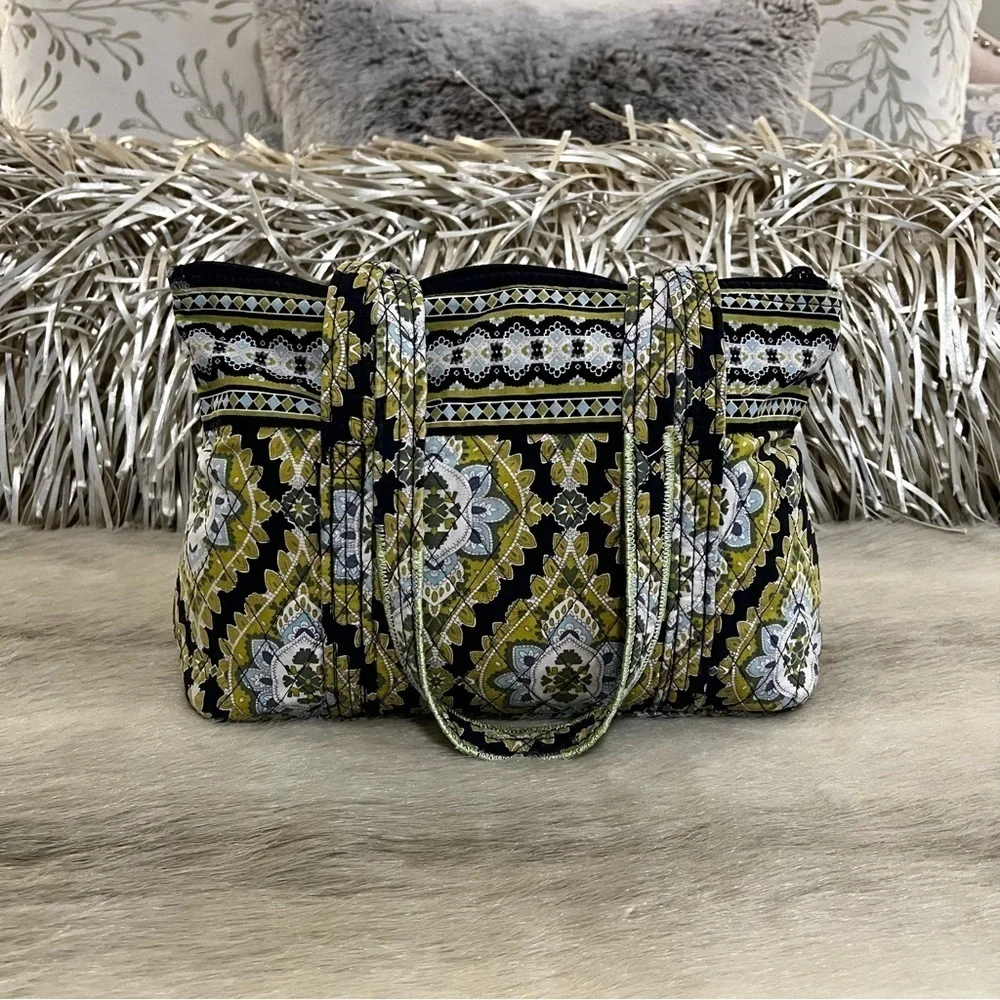 VERA BRADLEY Cambridge 2007 Little Betsey Y2K Navy Green Quilted 2 Straps Zipper