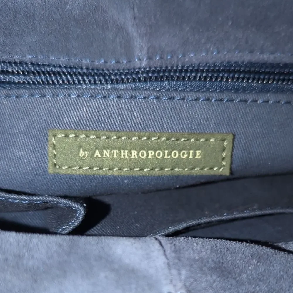 Anthropologie Blue Suede Handbag