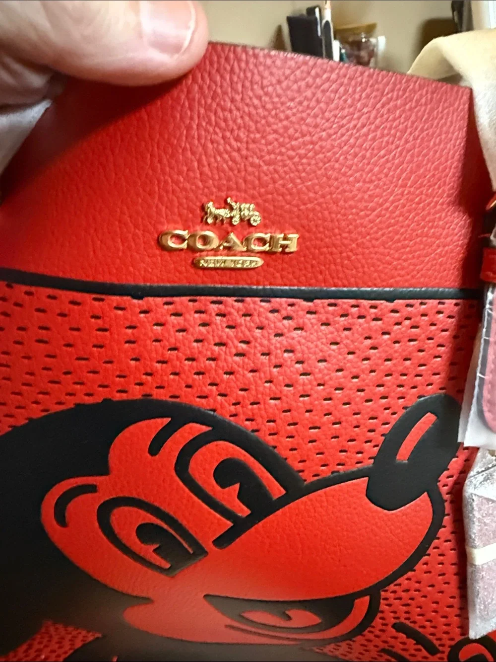 COACH Red and Black Graphic Leather Tote