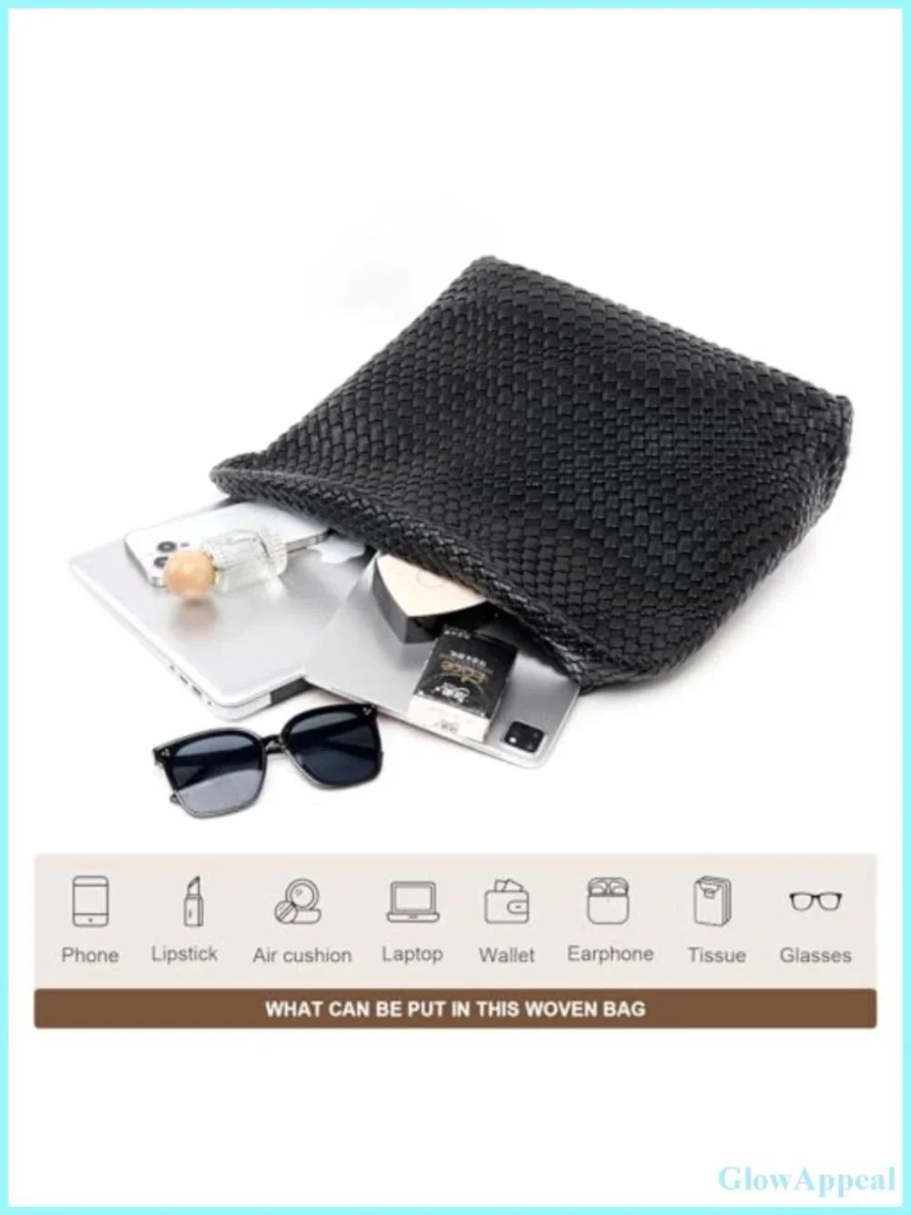 Woven Tote Bag for Women Faux Leather Handbag Shoulder Purse