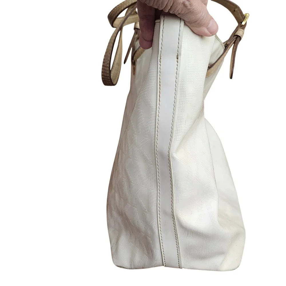 Michael Kors Jet Set white patent leather‎ tote shoulder bag  Classic Designer