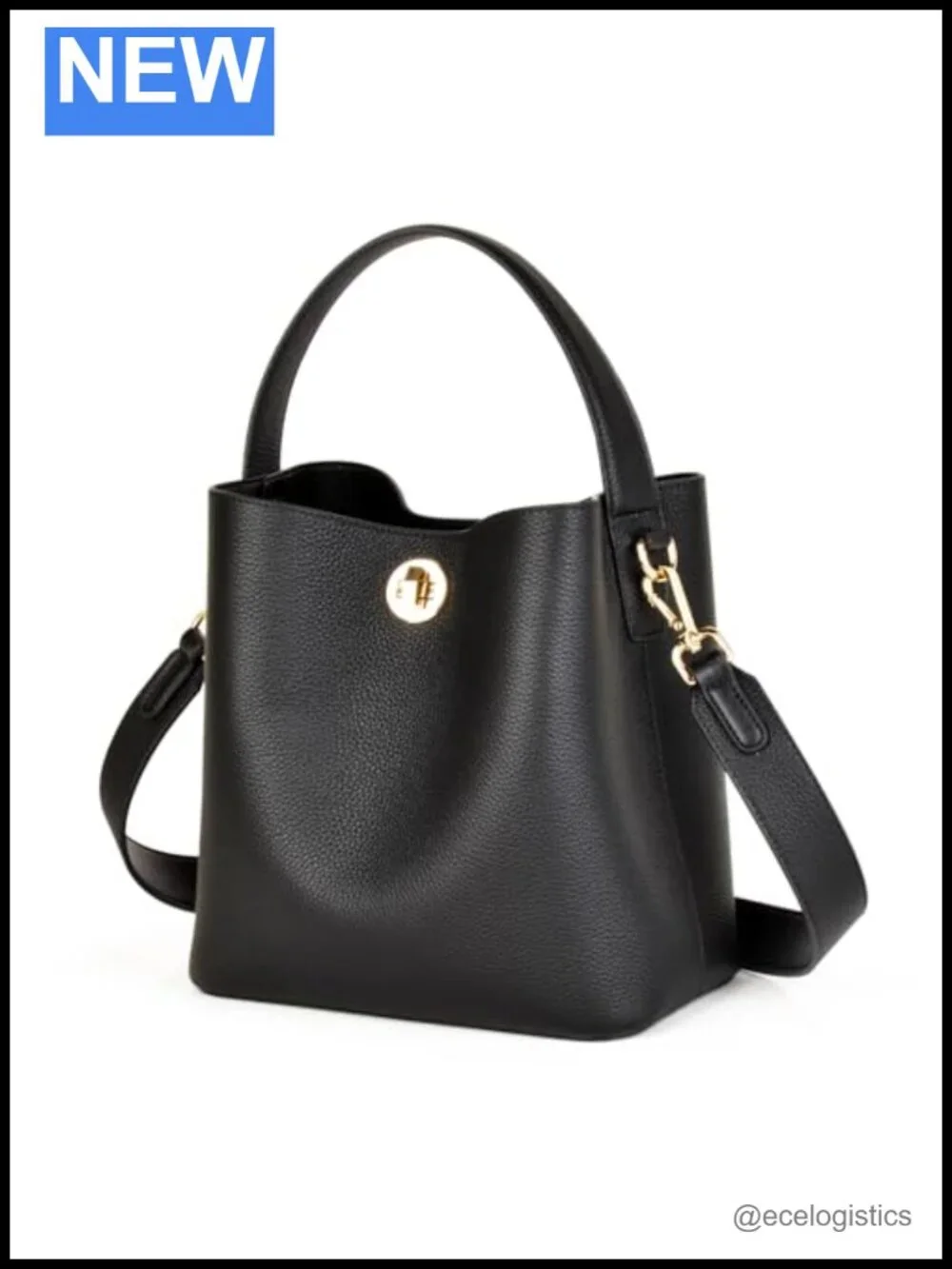 Genuine Leather Bucket Tote Bag for Women Adjustable Strap