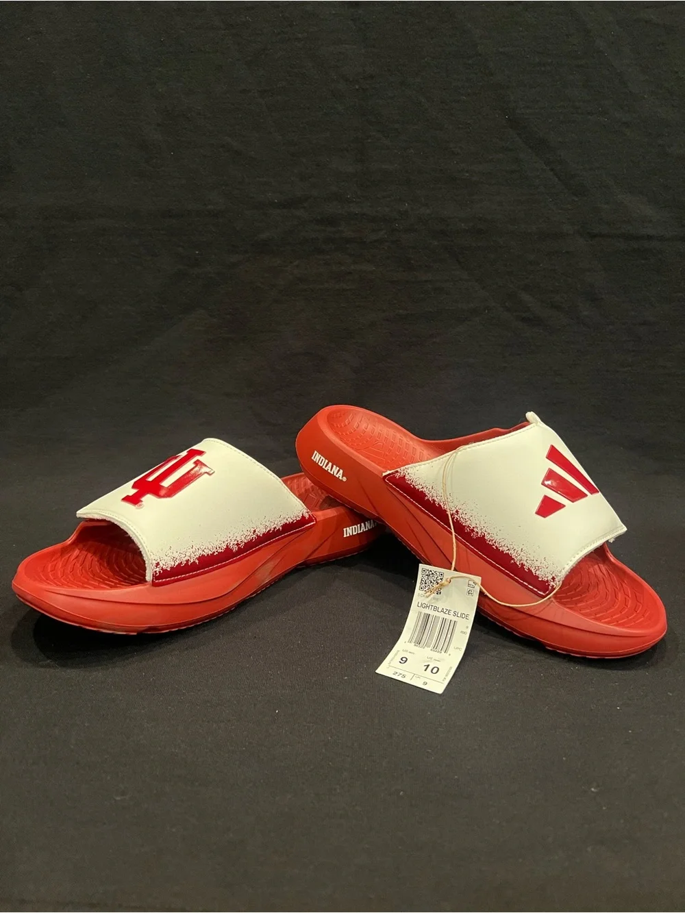 Adidas IU Indiana University Hoosiers Red White Lightblaze Slides Sandals Mens 9