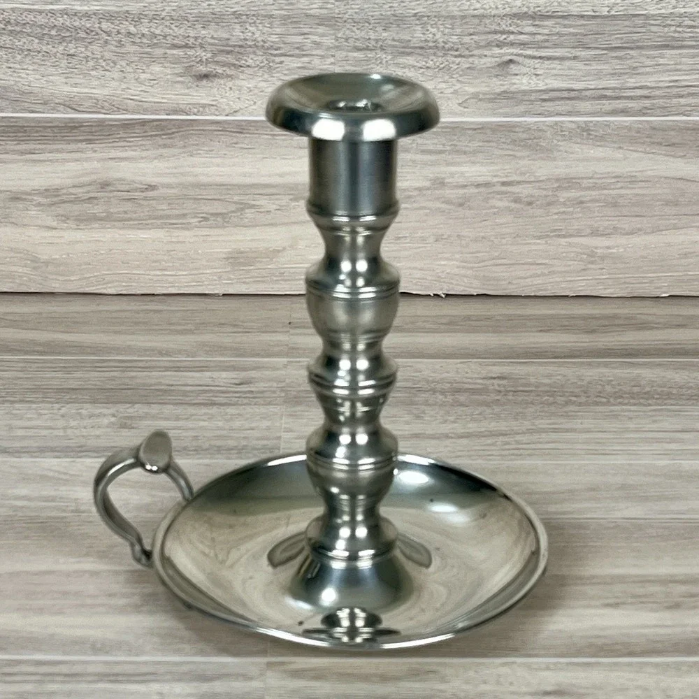 Vintage Woodbury Pewterers Candle Holder Candlestick Finger Loop Henry Ford USA