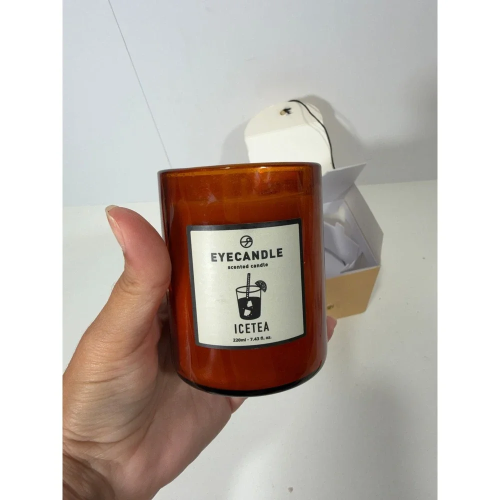 EYECANDLE Icetea Scented Candle 220ml 7.43oz Amber‎ Jar Soy Wax Green Tea Lemon