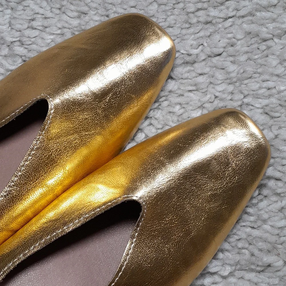LUVTQ & LOVED Mettalic Gold Square Toe Flats Size 40