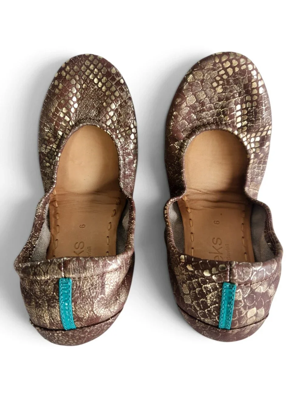 Tieks Wild Copper Ballet Flats Womens Size 6 Foldable Shoes