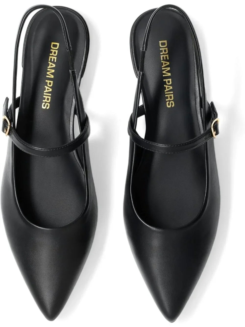 Dream Pairs Women's Black Pointed Toe Slingback Dressy Mary Jane Ballet Flats