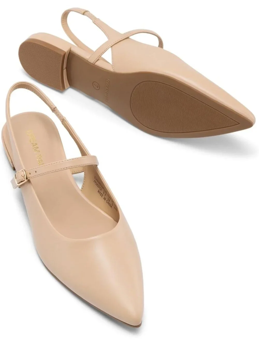 Dream Pairs Women's Nude Pointed Toe Slingback Dressy Mary Jane Ballet Flats