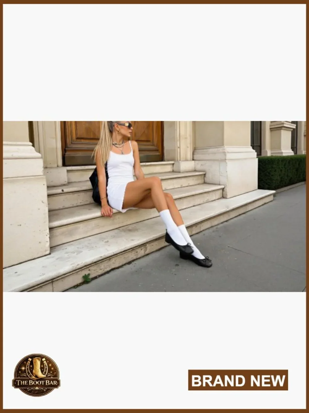 Ballet Flats with Bow Square Toe Slip on Dressy Ballerina Shoes for Women