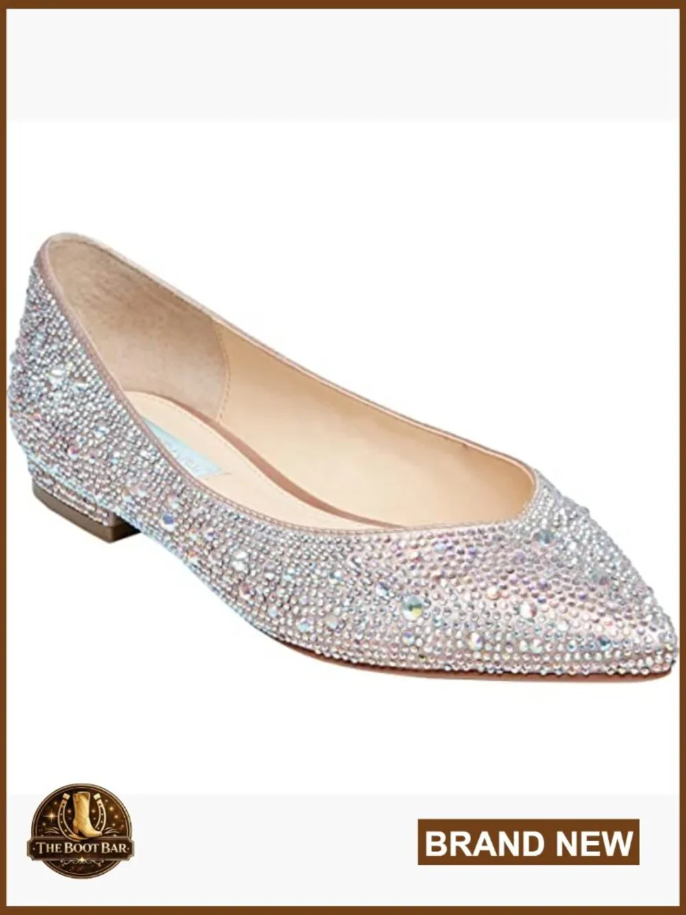 Rhinestone Embellished Ballet Flat, Pointed Toe, Felt Insole, Synthetic Sole