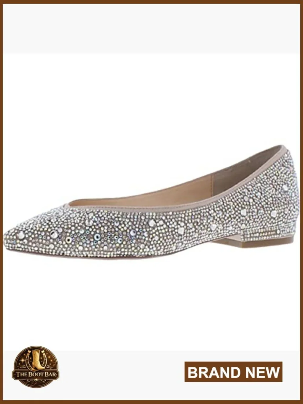 Rhinestone Embellished Ballet Flat, Pointed Toe, Felt Insole, Synthetic Sole