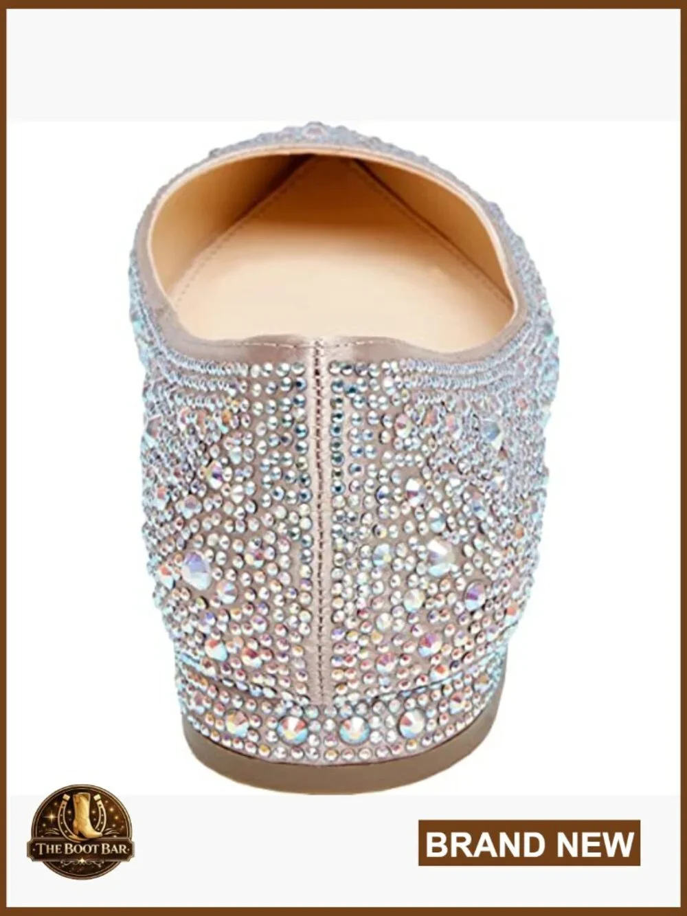 Rhinestone Embellished Ballet Flat, Pointed Toe, Felt Insole, Synthetic Sole