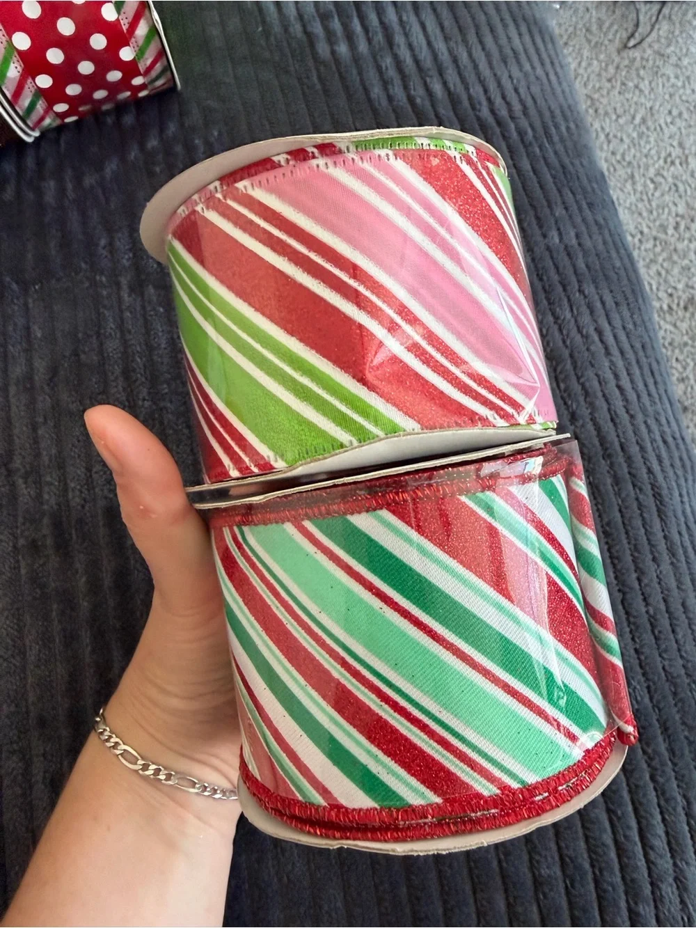 Festive Red and Green Holiday Ribbon Set Lot of 11