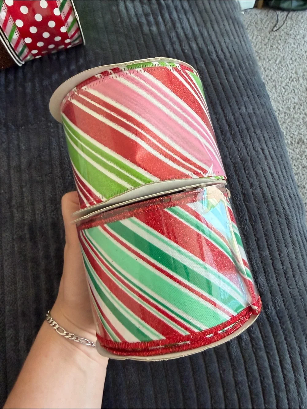 Festive Red and Green Holiday Ribbon Set Lot of 11