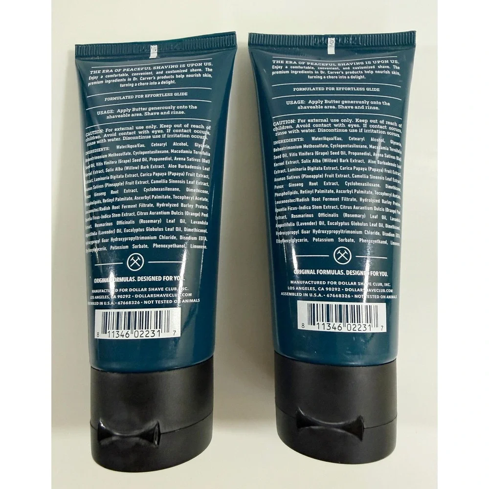 Dollar Shave Club Shave Butter Mens 3oz Teal 2 Pack Dr Carvers Formula 43SB1-DSC