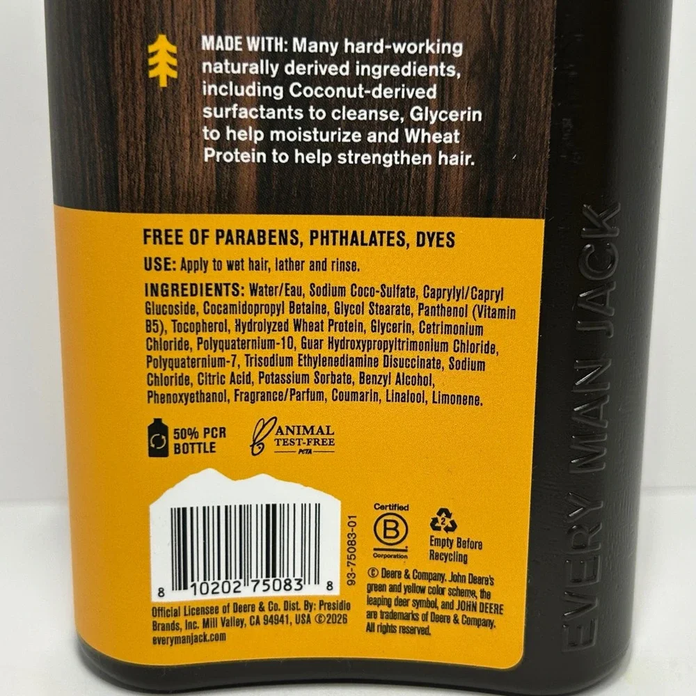 Every Man Jack John Deere 2-in-1 Shampoo Conditioner Iron Horizon 13.5 oz New‎