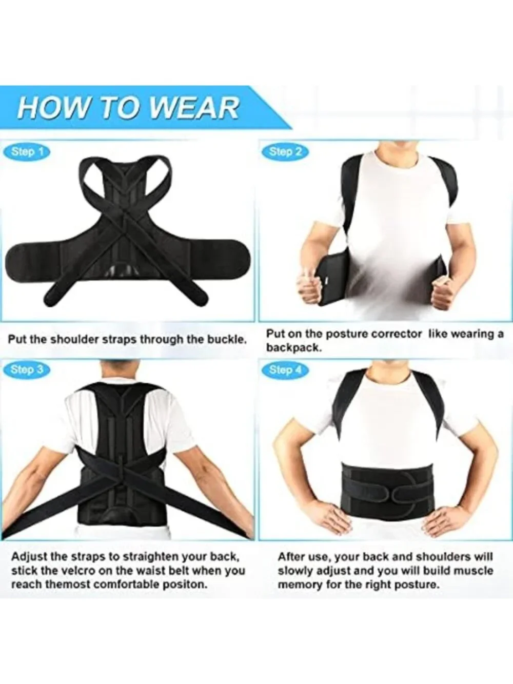 Adjustable Posture Corrector Back Brace for Men & Women - Lumbar Support