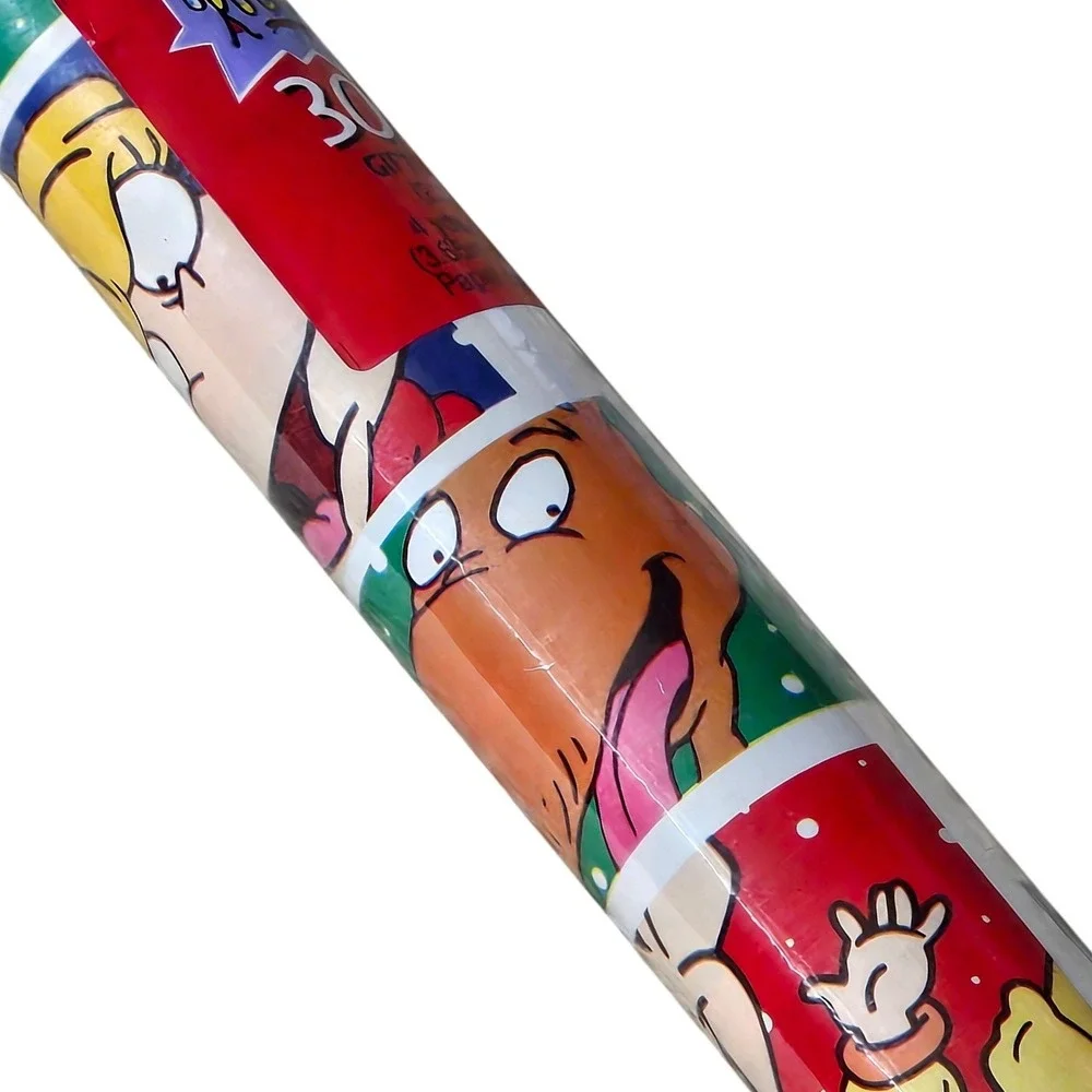 Vintage 1999 Rugrats Christmas Gift Wrap Nickelodeon Klasky Csupo 30 Sq Ft NOS