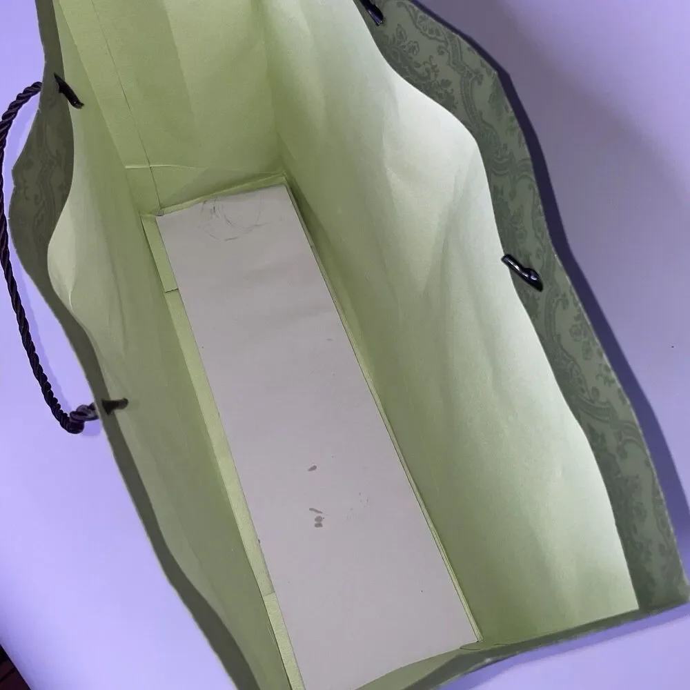 Gucci Green Equilibrium Paper Shopping Gift Bag Wrapping Holiday Logo Handles