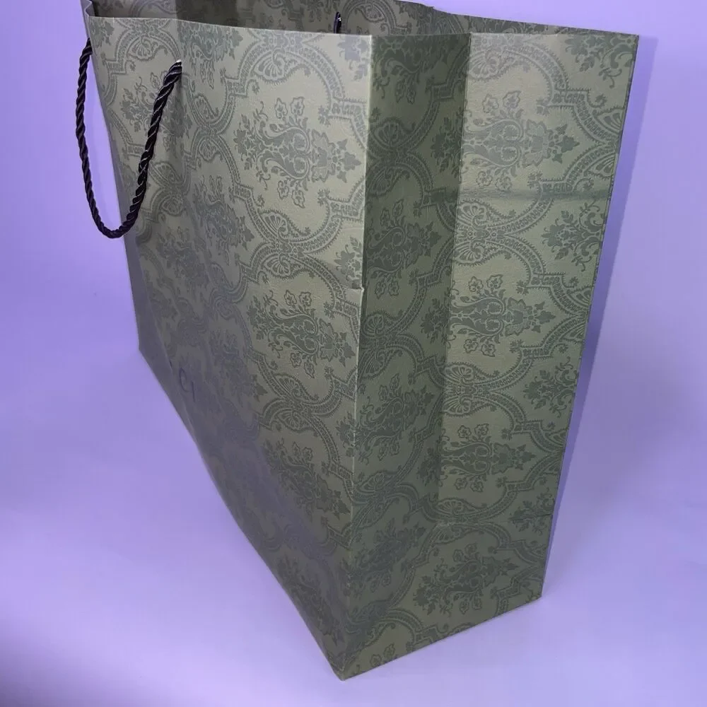 Gucci Green Equilibrium Paper Shopping Gift Bag Wrapping Holiday Logo Handles