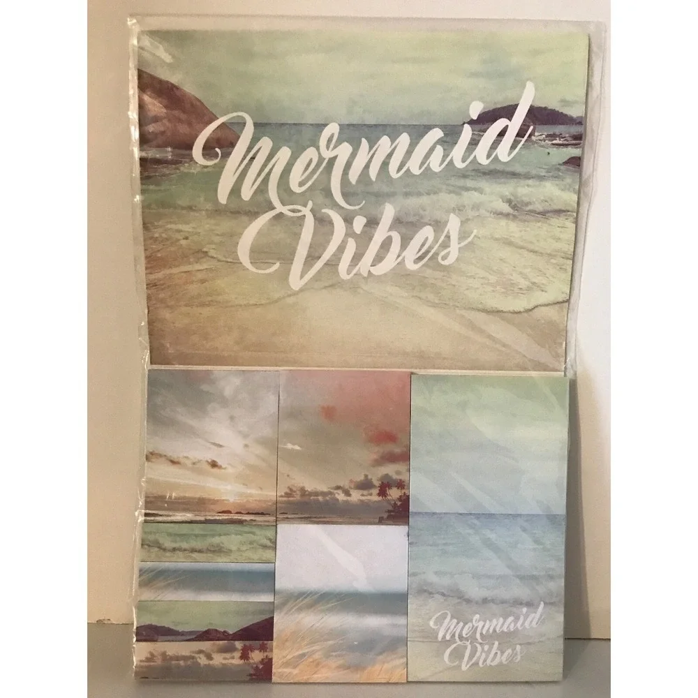Mermaid Vibes Sticky Note Set Beach Ocean Theme Multi Size‎ Adhesive Pads NEW
