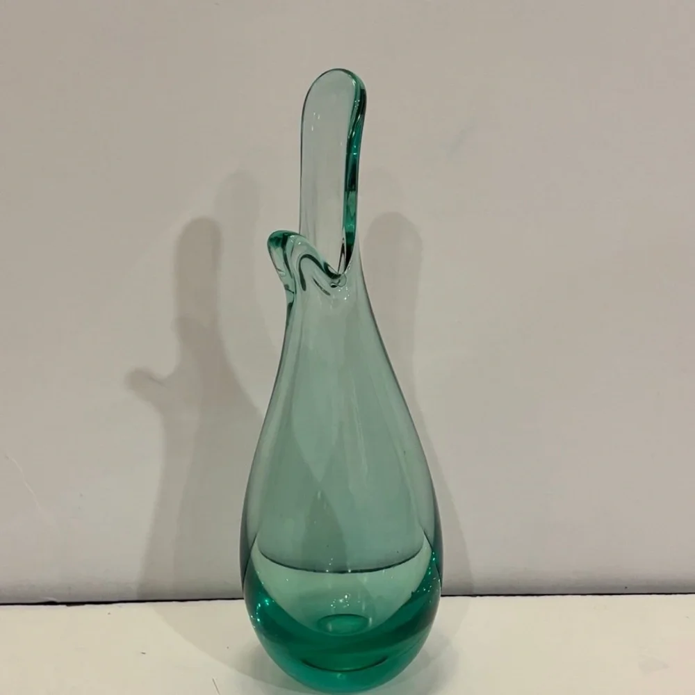 Holmegaard Akva Duckling Beak Vase, aqua
