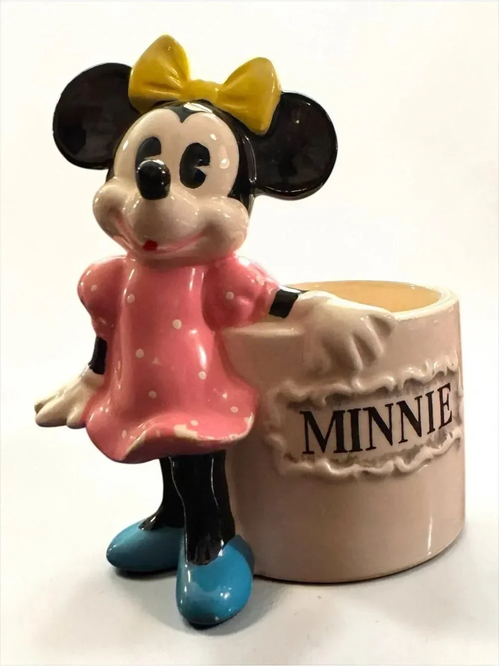 Vintage Walt Disney Productions Minnie Mouse Small Ceramic Planter Japan