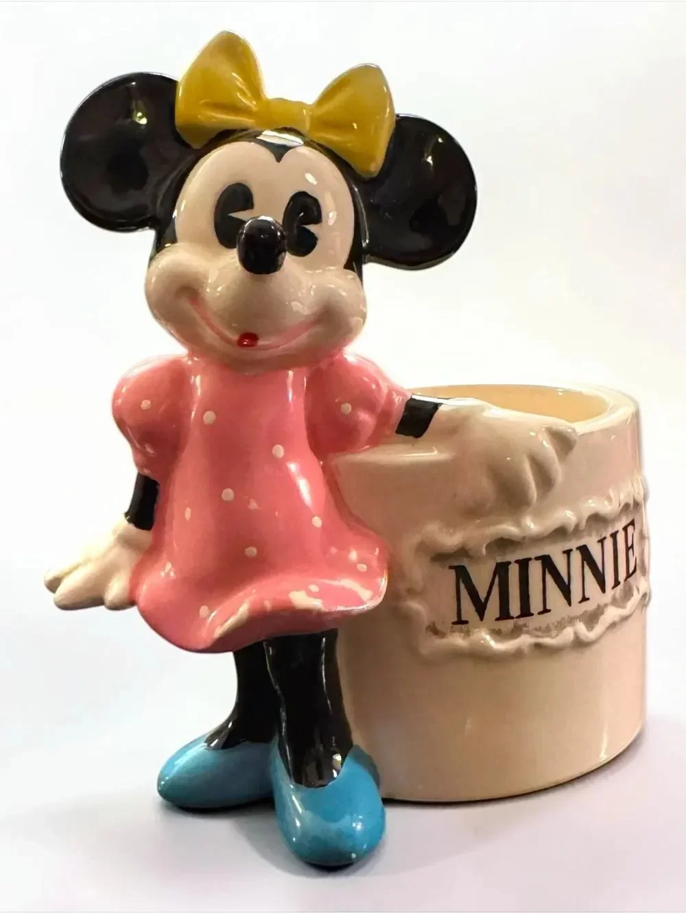 Vintage Walt Disney Productions Minnie Mouse Small Ceramic Planter Japan