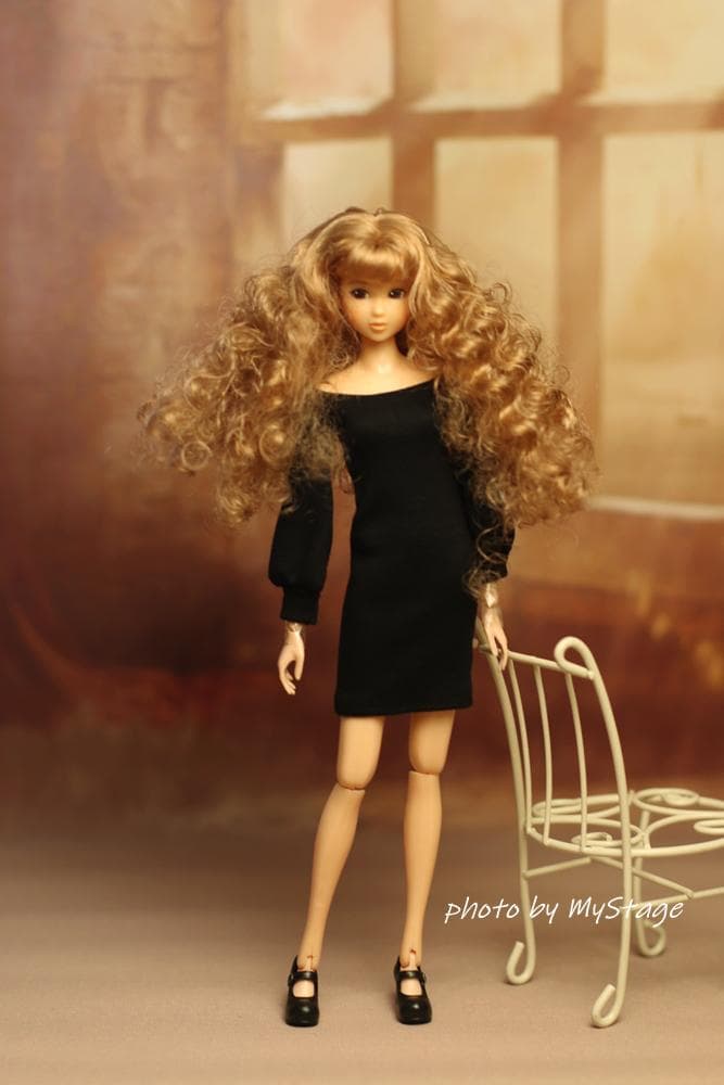 msdr-25-4809 Black Off-the-Shoulder Balloon Sleeve Tight Dress momoko