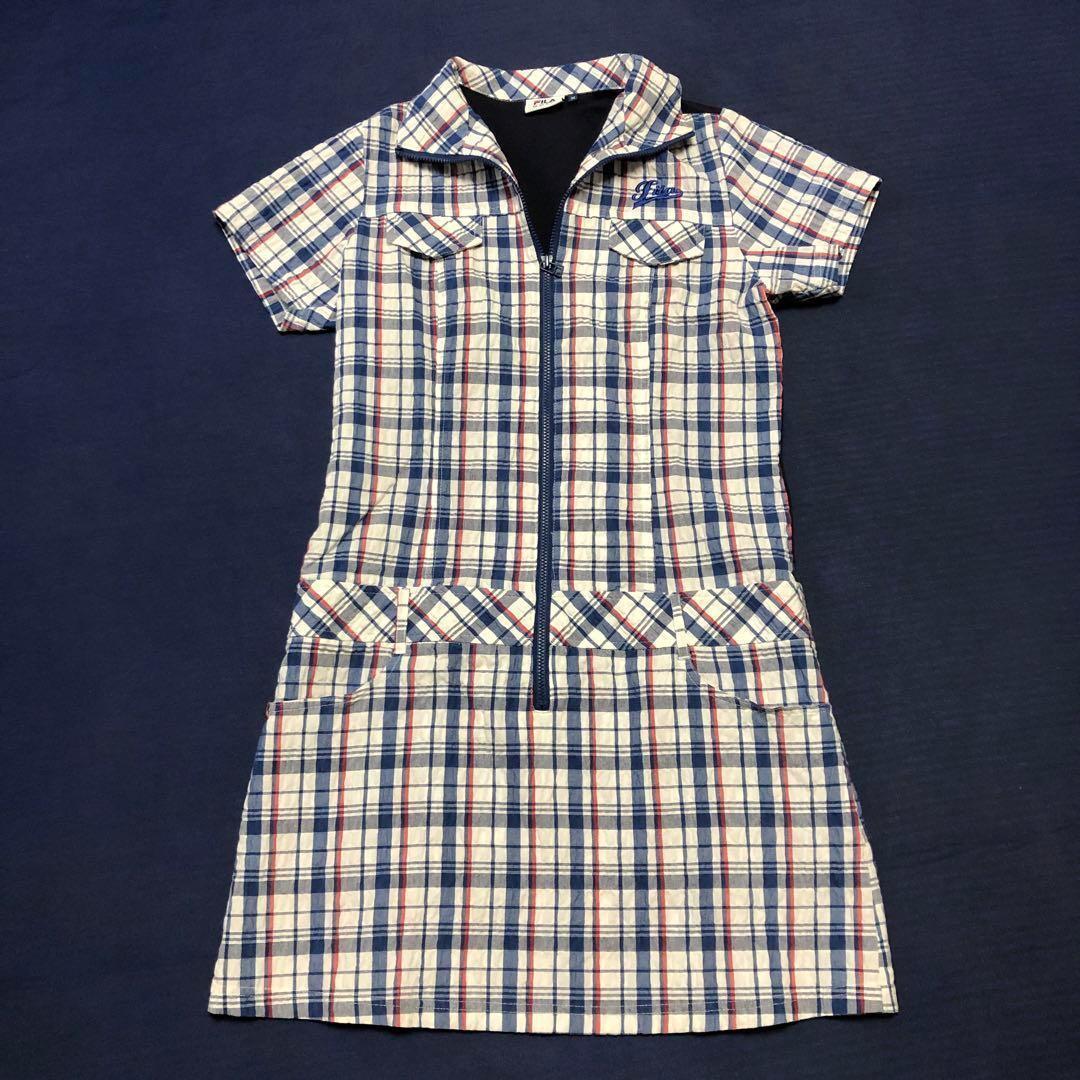 FILA Plaid Zip-Up Dress M Golf ★★