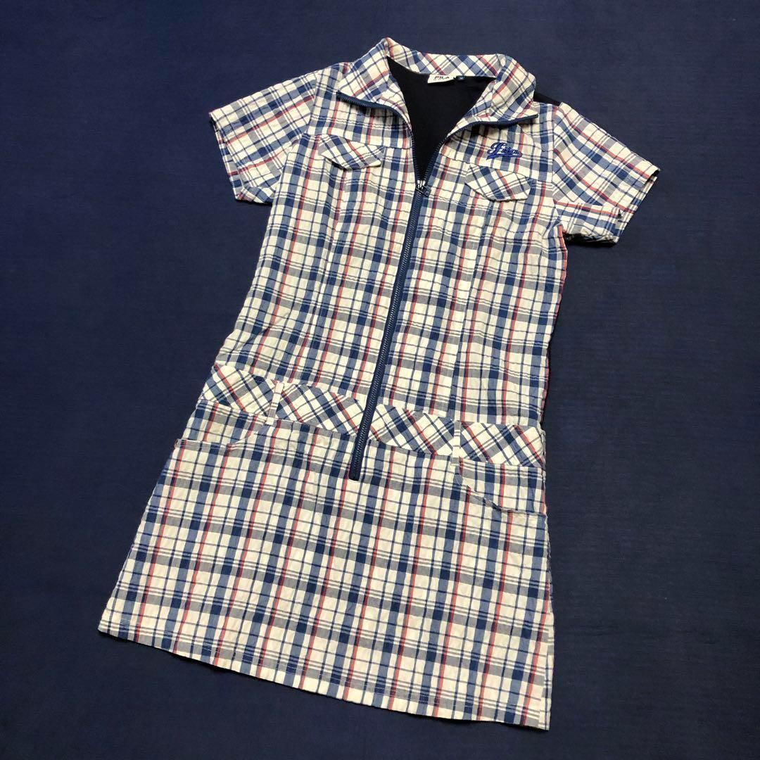FILA Plaid Zip-Up Dress M Golf ★★