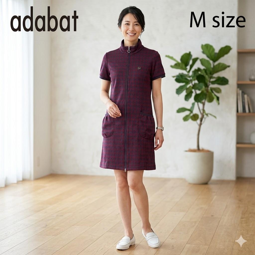 Adabat Houndstooth Full Zip Golf Dress, Bordeaux, M Size, Popular