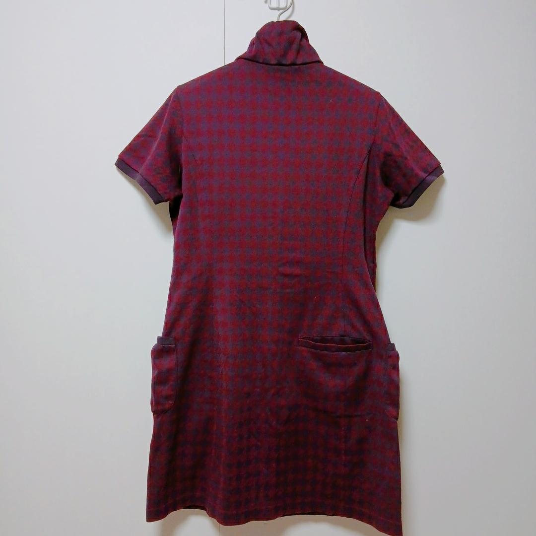 Adabat Houndstooth Full Zip Golf Dress, Bordeaux, M Size, Popular