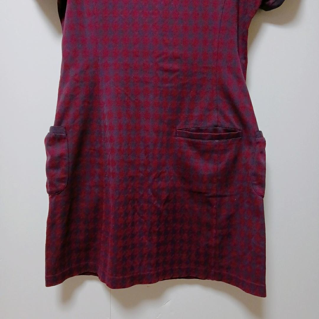 Adabat Houndstooth Full Zip Golf Dress, Bordeaux, M Size, Popular