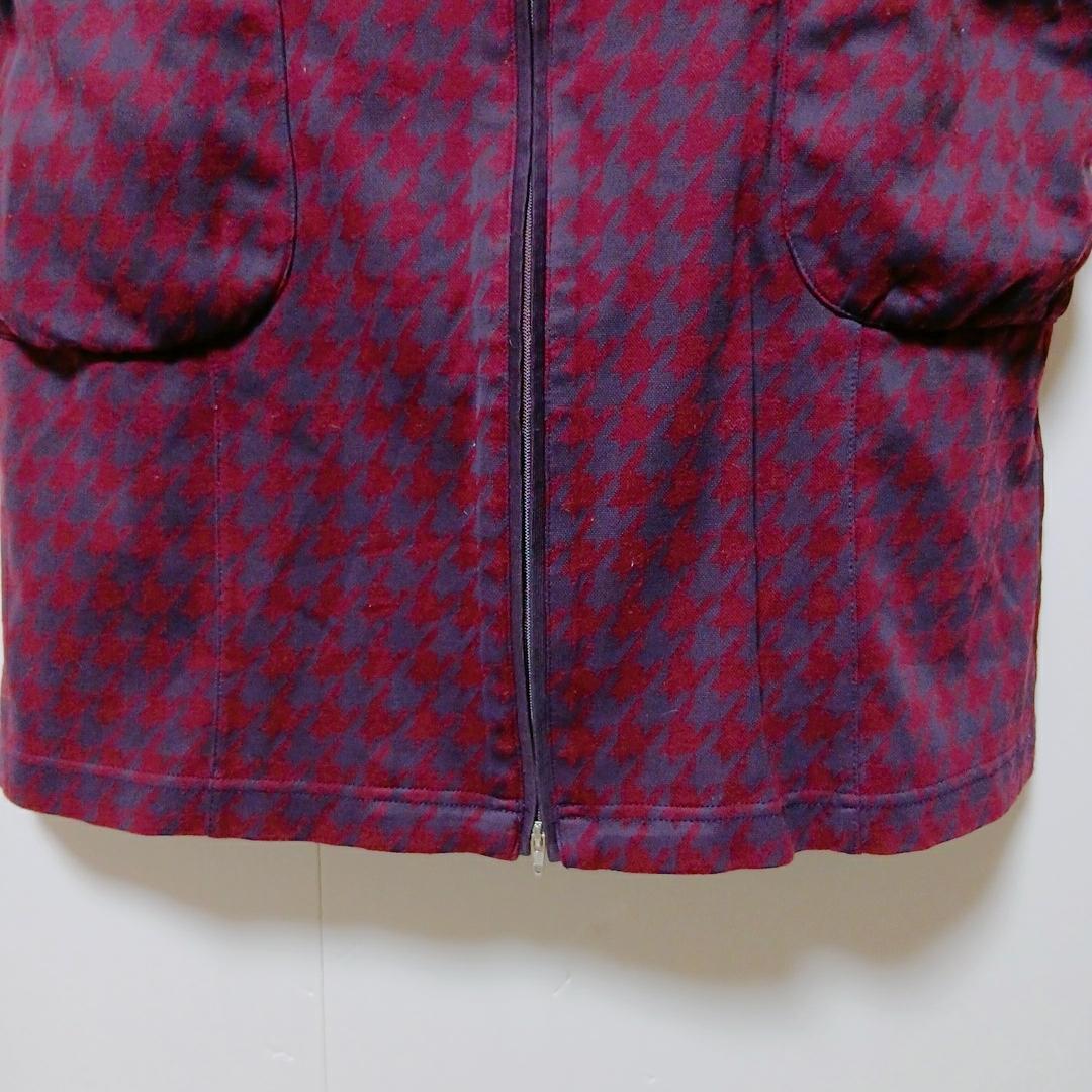 Adabat Houndstooth Full Zip Golf Dress, Bordeaux, M Size, Popular