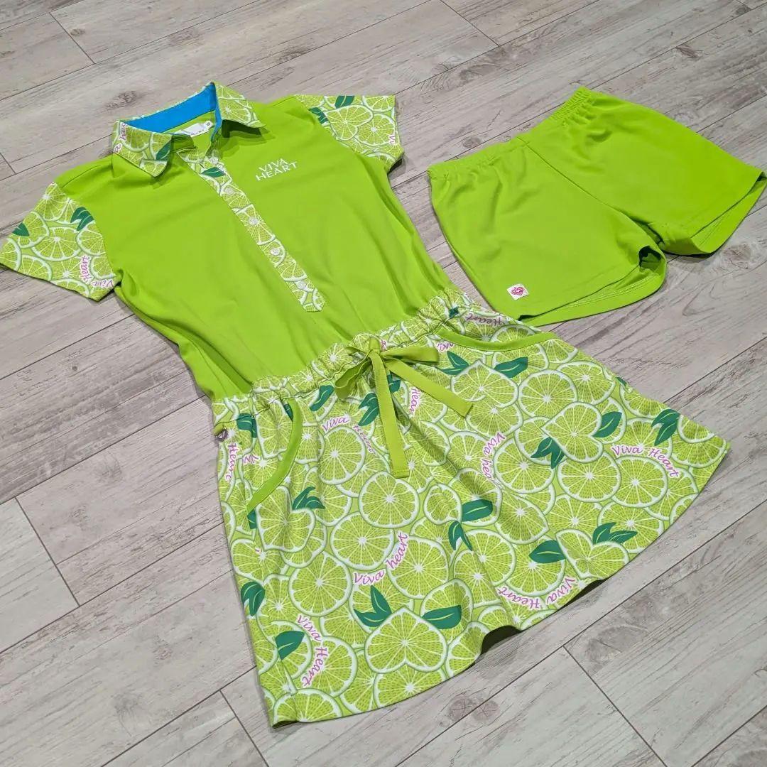 VIVA HEART Golf Lime Pattern Polo Dress with Inner Pants