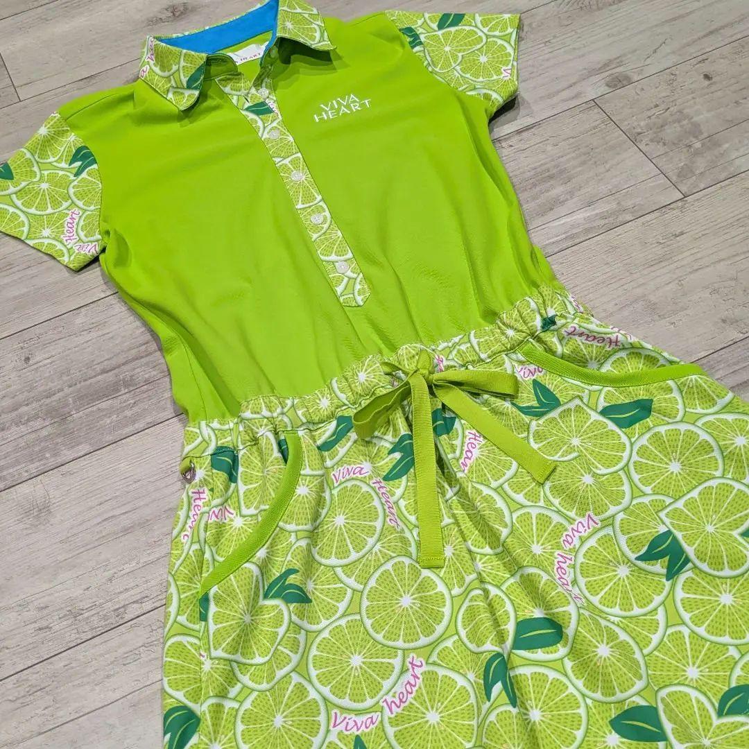 VIVA HEART Golf Lime Pattern Polo Dress with Inner Pants