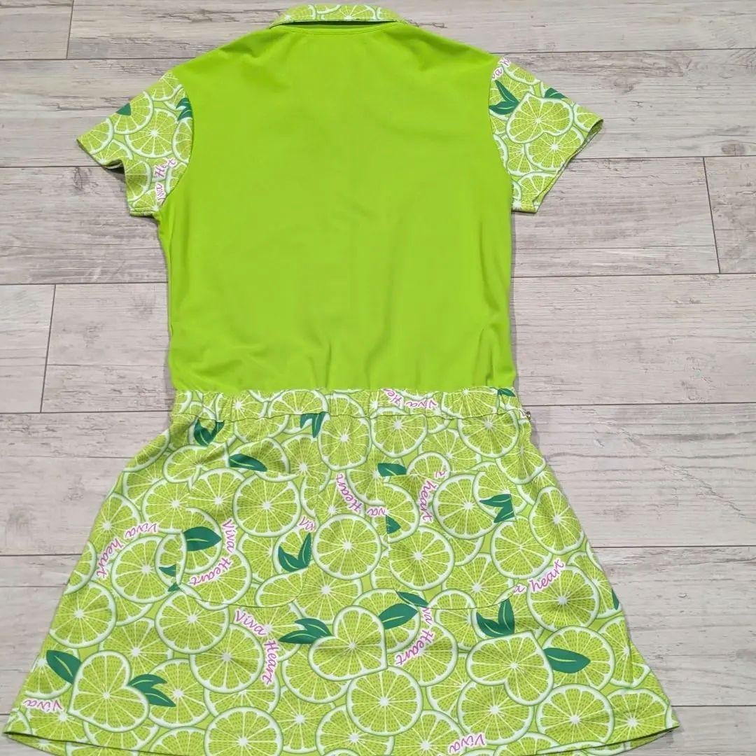 VIVA HEART Golf Lime Pattern Polo Dress with Inner Pants