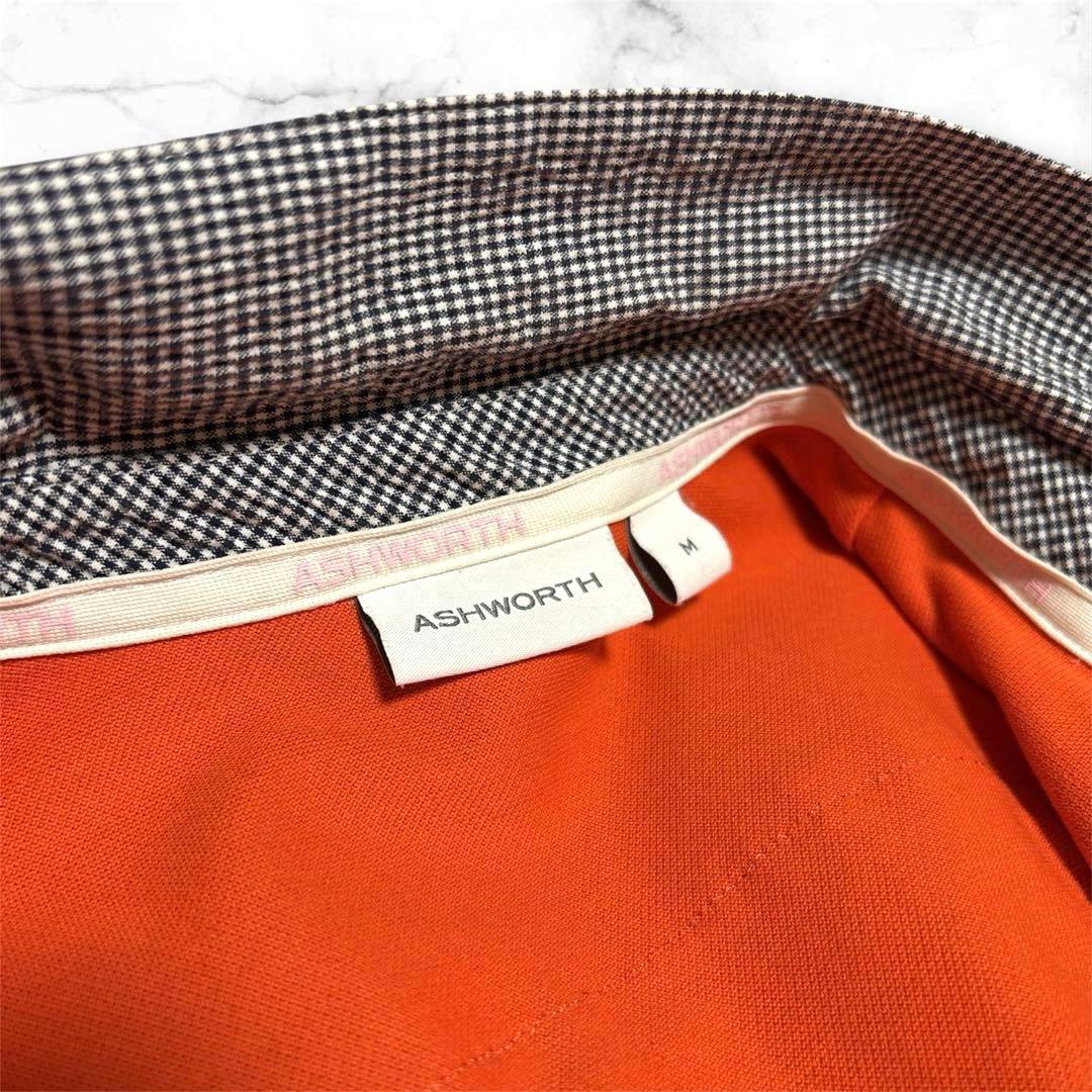 ASHWORTH Ashworth Golf Short Sleeve One-Piece Polo Shirt Check Cotton